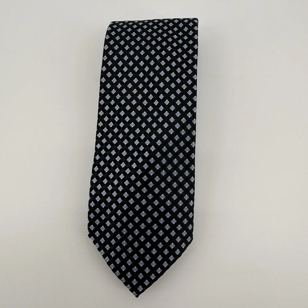Michael Michael Kors Tie‎ Mens Navy Blue Lgt Blue Diamond Silk Checkered Necktie